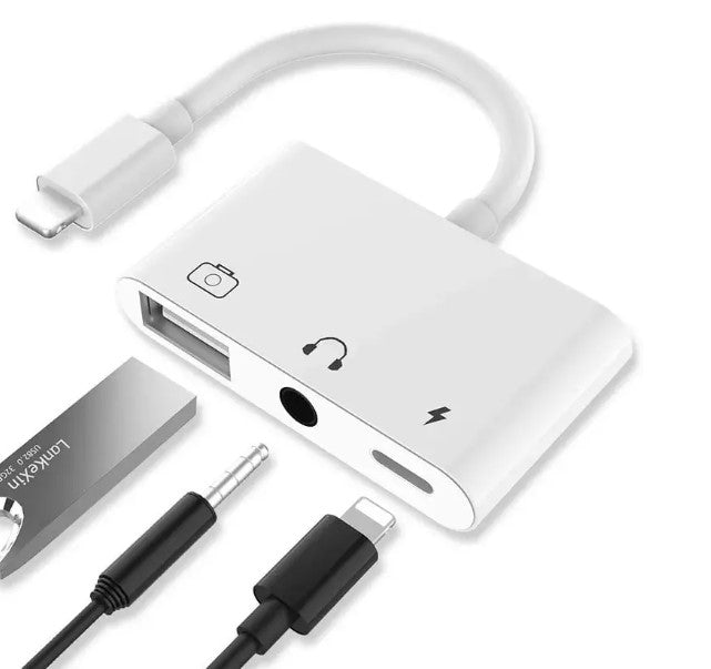 Adaptador 3 En 1 Otg Para iPhone Lightning Usbjack 3.5