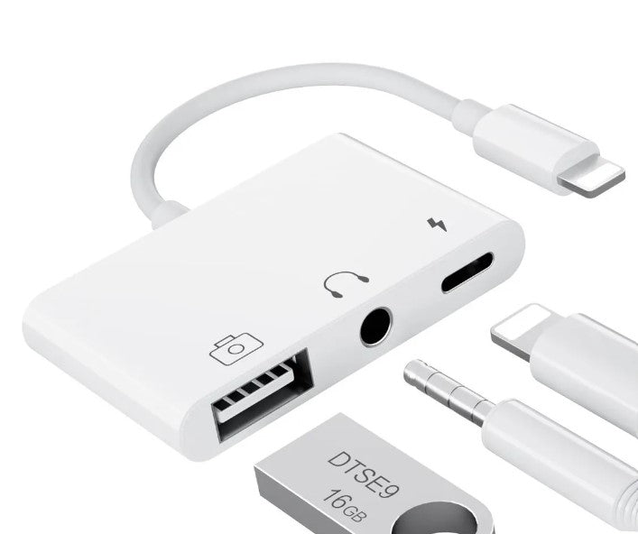 Adaptador 3 En 1 Otg Para iPhone Lightning Usbjack 3.5