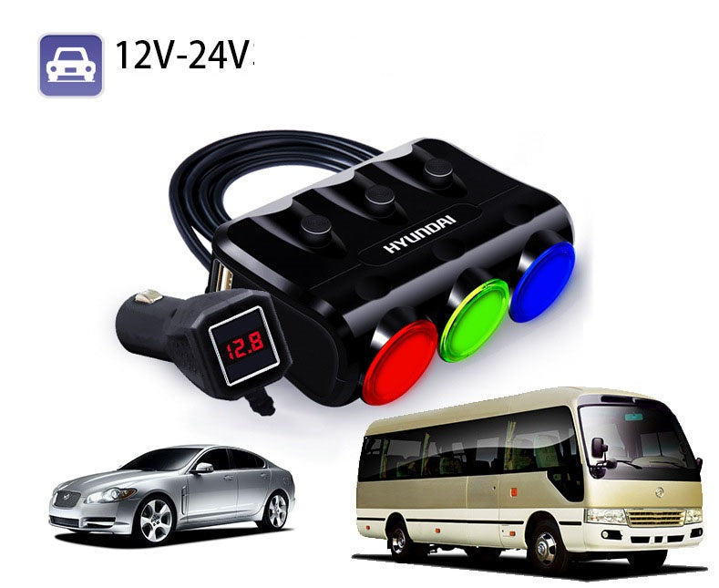 ENCENDEDOR  PORTABLE PARA CARRO CON 2 SALIDAS USB HYUNDAI