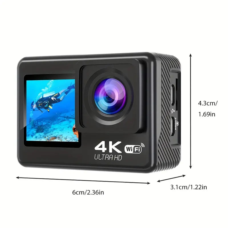 NUEVA CÁMARA DEPORTIVA VIDEO ACTION CAM 4K ULTRA HD WIFI + KIT DE ACCESORIOS