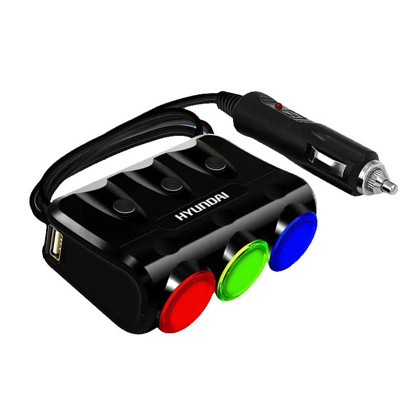 ENCENDEDOR  PORTABLE PARA CARRO CON 2 SALIDAS USB HYUNDAI